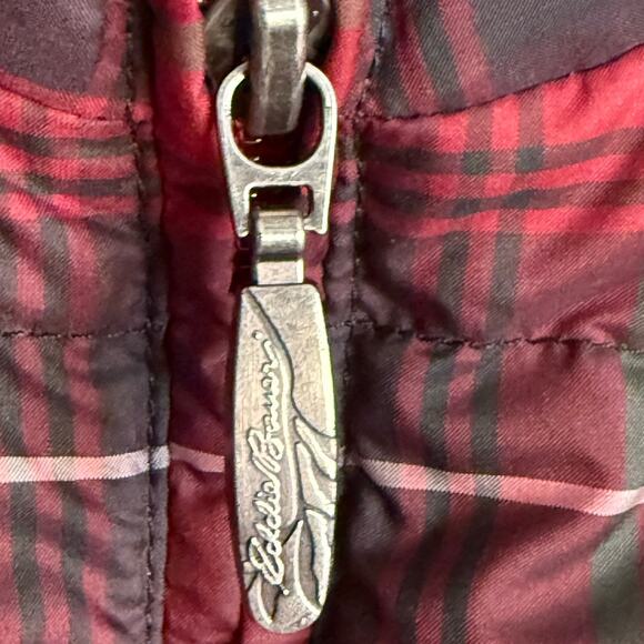 Eddie Bauer Red Plaid Goose Down Puffer Vest Petite XS Warm Outdoor - Picture 4 of 9